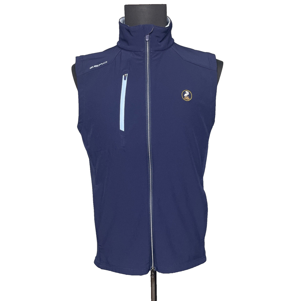 Zero Restriction Golf Vest Blue Full Zip Pelican Logo Womens Small Soft Shell